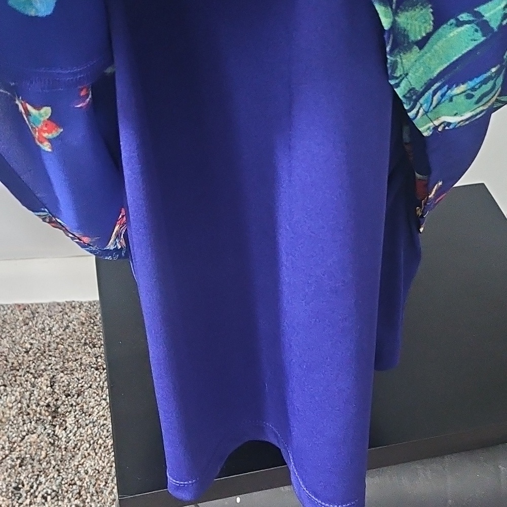 City Streets Purple/Blue Cold Shoulder Floral Print Dress - Picture 6 of 9